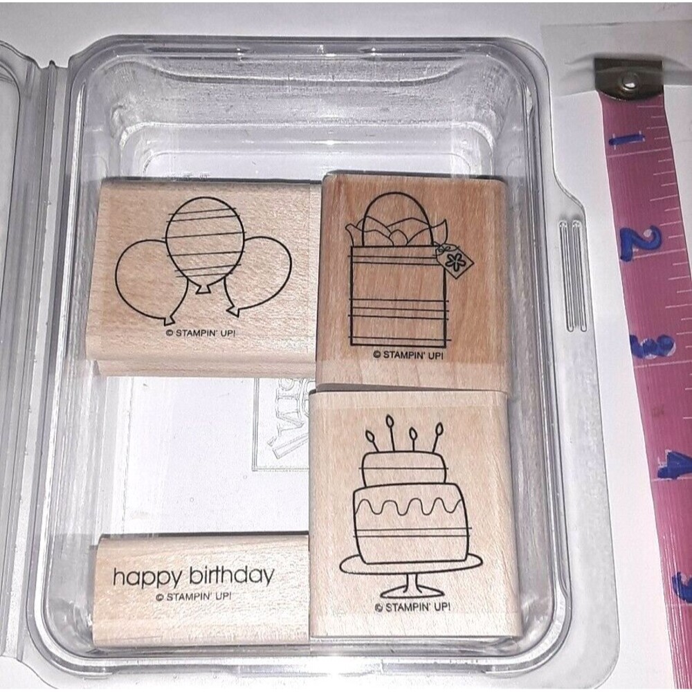 Stampin' Up! Bitty Birthday Stamp Set Balloons Happy Birthday Greeting Gift Cake